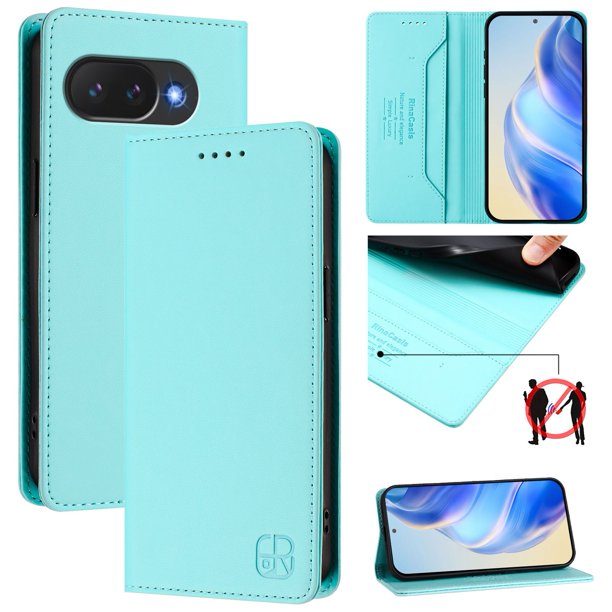 Funda Billetera con Soporte para Google Pixel 10a Bloqueo RFID Plegable Verde menta