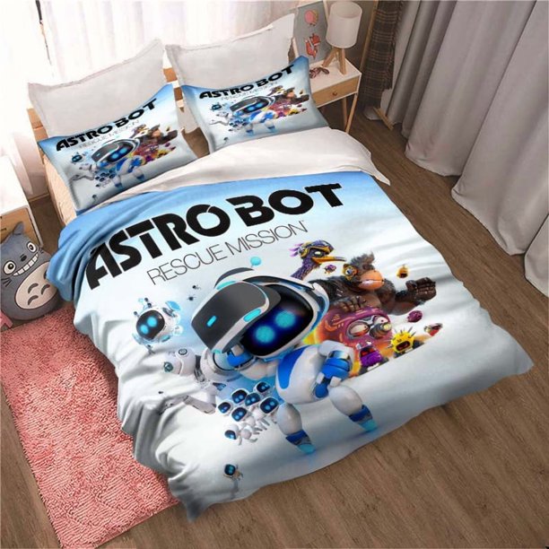 ASTRO BOT Cute Cartoon Bedding Set Duvet Set Single Double Bed Size Bed Set Adult Children Bedroom Duvet Cover Pillow Case Bed Sheets