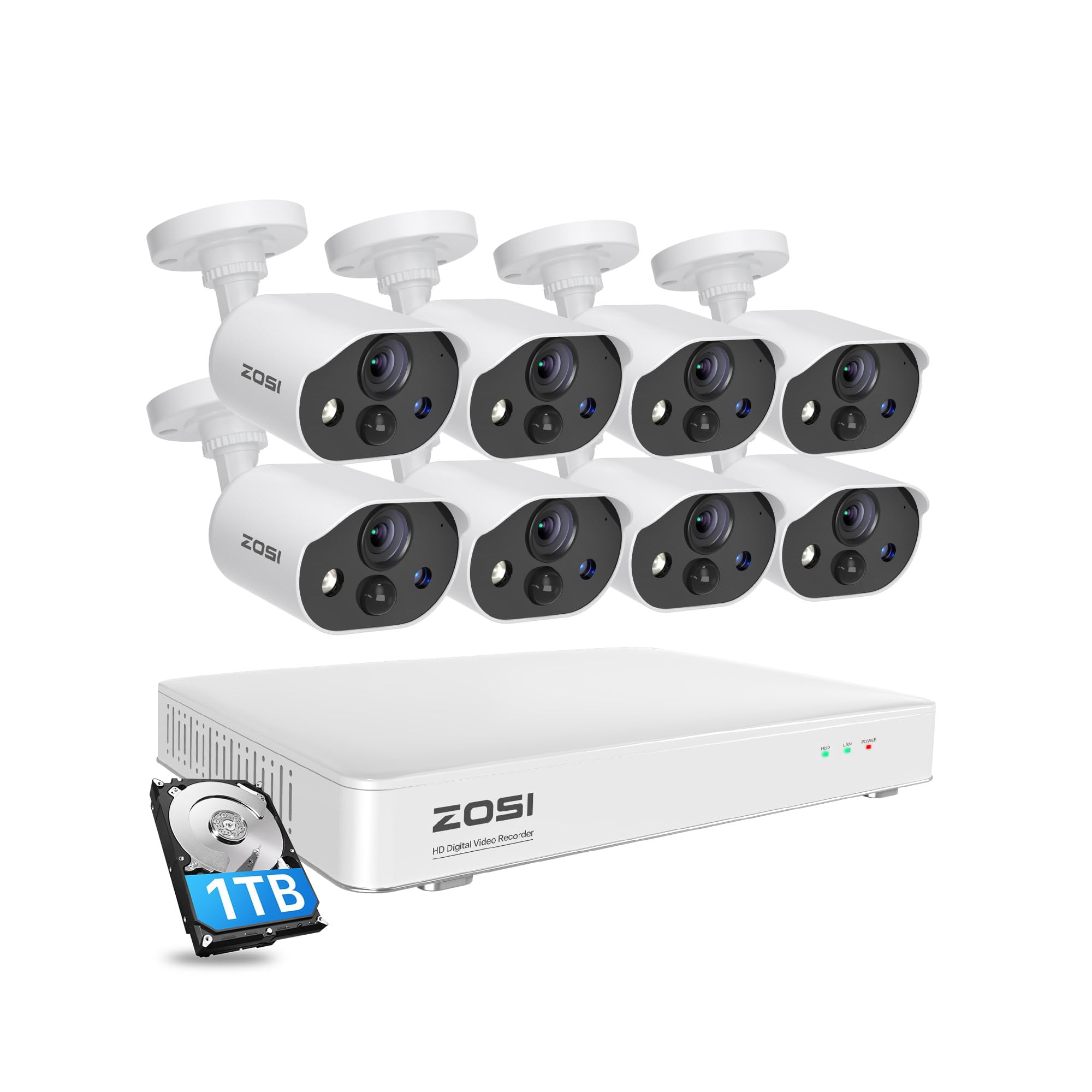 Sistema De Cámara De Seguridad Para El Hogar Zosi C303 8ch Con Ssd De 1 Tb