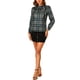 thumbnail image 2 of INSPIRE CHIC Blusas de Mujer para el Trabajo con Cuello de Lazo y Manga Larga a Cuadros XS Verde Oscuro, 2 of 6