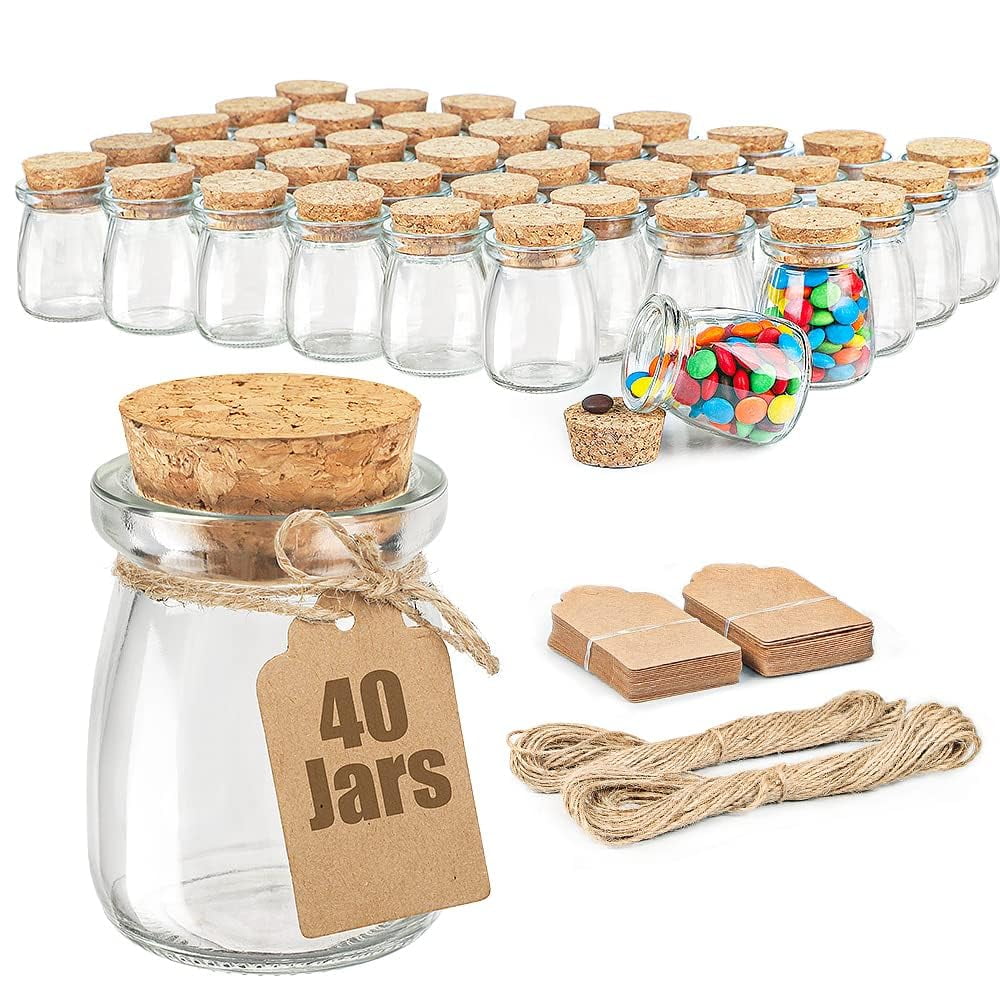 Frascos De Cristal Ritayedet De 100 Ml Con Tapa De Corcho, Paquete De 40