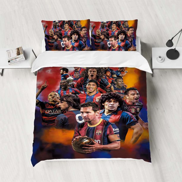 x814 Bed Sheets-Piece Love Football Star Pattern Printed Set ( duvet cover pillowcases, no core) Soft and Comfortable Bedding Set 3-Piece Bedding Set (1 Duvet Cover + 2 Pillow Shams) nj814