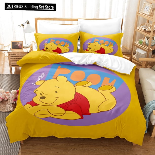 v2833 Bed Sheets Cartoon Winnie The Poor Home Bedding Set Little Bear Children's Bedroom Decoration Pillowcase Duvet Cover Double Bed 3-Piece Bedding Set (1 Duvet Cover + 2 Pillow Shams) Bed Sheets ju