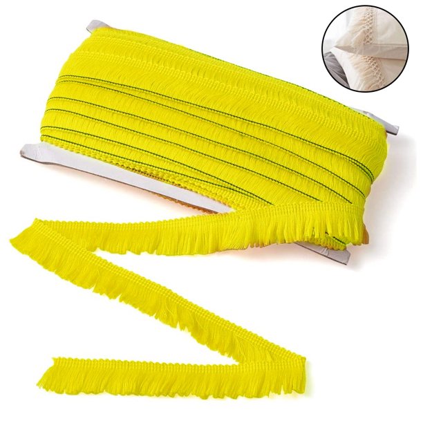Borla de flecos de poliéster con ribete de encaje, ribete de fibra para coser, acolchar, accesorios de ropa, pantallas de lámparas, cortinas, decoración del hogar