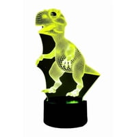 Lelumania - Lampara Ilusion 3D Dino T-Rex De 7 Colores, Base Touch