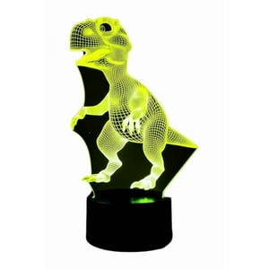 Lelumania - Lampara Ilusion 3D Dino T-Rex De 7 Colores, Base Touch