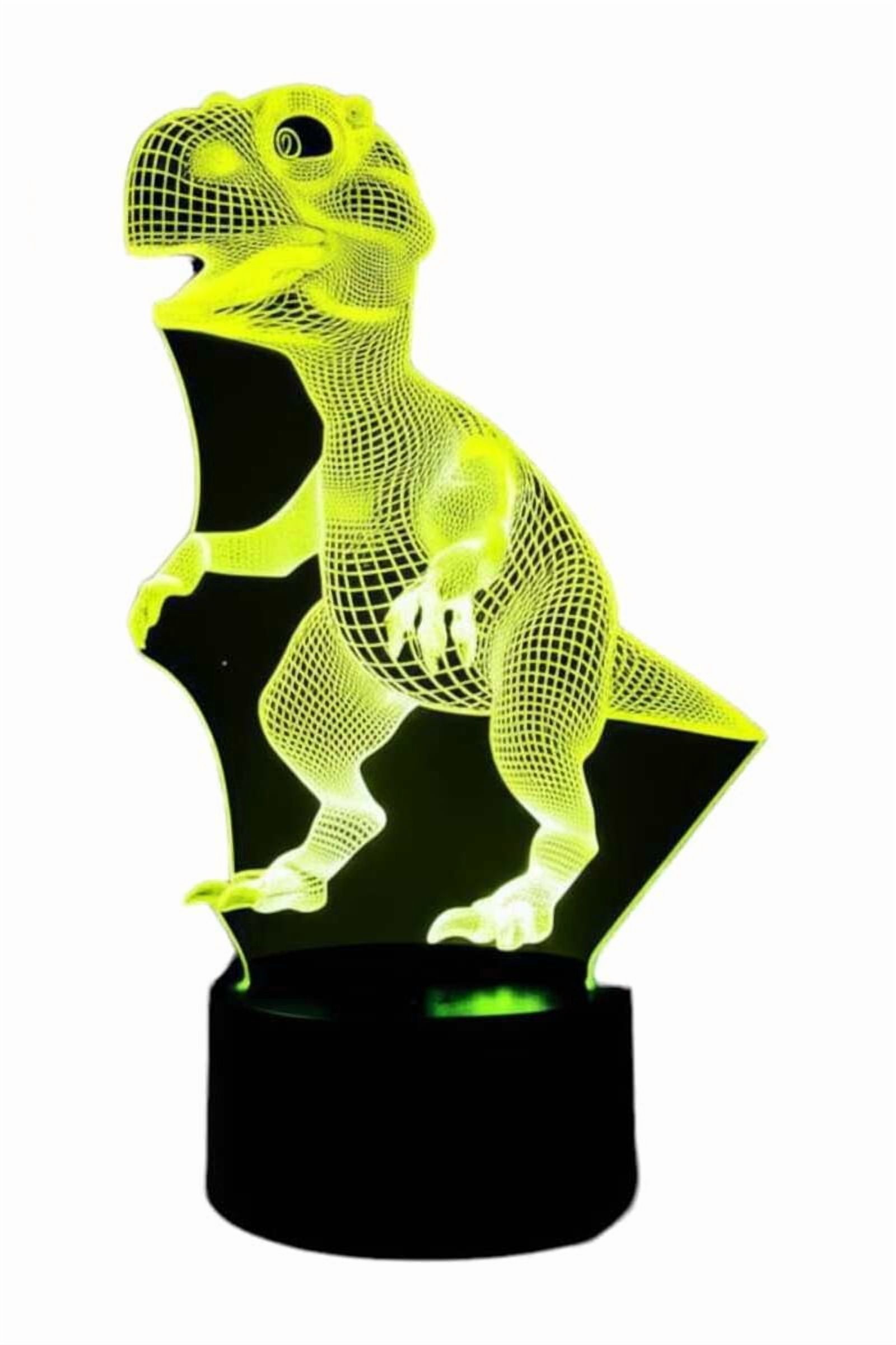 Lelumania - Lampara Ilusion 3D Dino T-Rex De 7 Colores, Base Touch