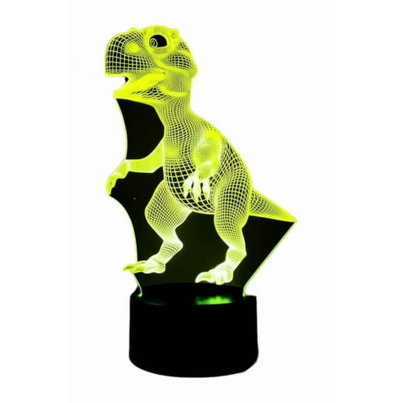 Lampara Ilusion 3d Dino T rex De 7 Colores Base Touch