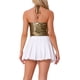 thumbnail image 3 of INSPIRE CHIC Top de Mujer Metálico Sin Espalda Cami Asimétrico Tirantes Espagueti Halter Brillante Top Tanque L Oro Oscuro, 3 of 6