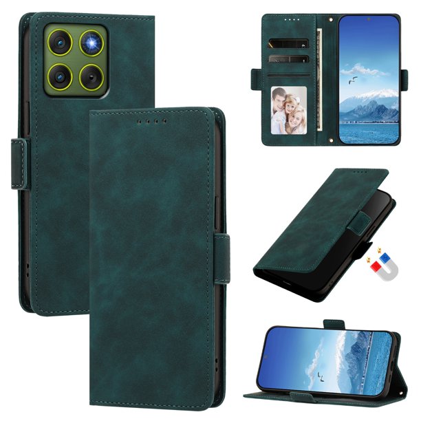 Funda Billetera Delgada para Motorola Edge 70 5G con Ranuras y Soporte Verde oscuro