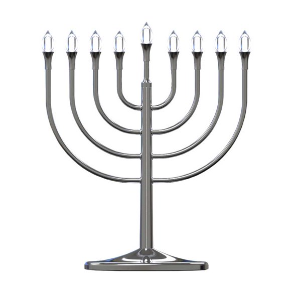 Janucá Eléctrica Zion Judaica Plata LED USB 35x33x8 cm