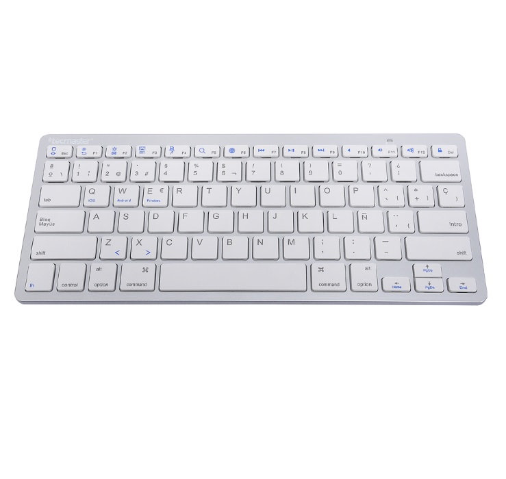 Tecmaster - Mini Teclado Bluetooth Inalámbrico Blanco
