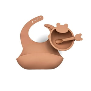 Santú Home & Deco - Set De Babero Y Plato Bebe Salmon