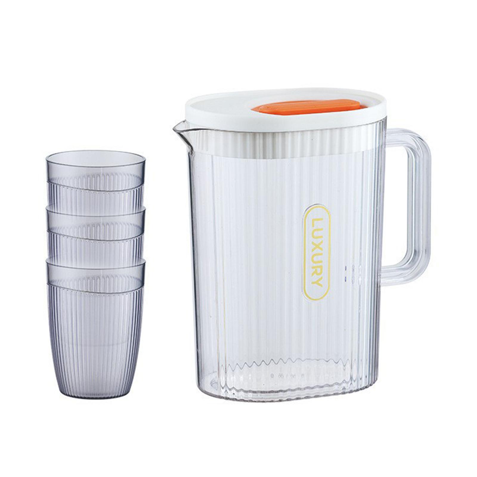 Bothyi - Jarra De Agua De Gran Capacidad Para Bebidas De Limonada Con Jarra De Nevera De 2L Con Tapa Blanca Con 3 Tazas