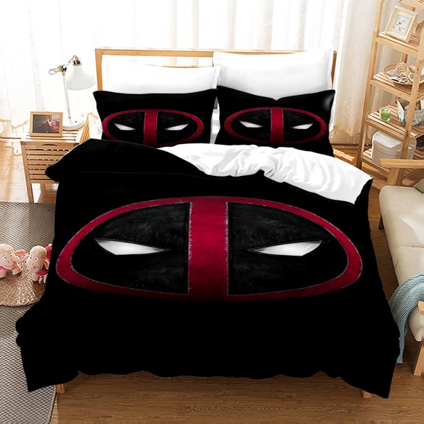 Dead-pool 3 PCS Comforter Set with 2 Pillowcases,Deadpoo-l Bedding Set Sheet Set for Kids Adults,All Season Lightweight
