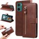 thumbnail image 2 of Funda tipo cartera para Motorola Moto E15 con bolsillo con cremallera y ranuras para tarjetas – Función de soporte Marrón, 2 of 5