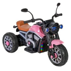 Mundo Online - Moto Eléctrica Para Niños Motocicleta Clásica Luz Y Sonidos Rosada