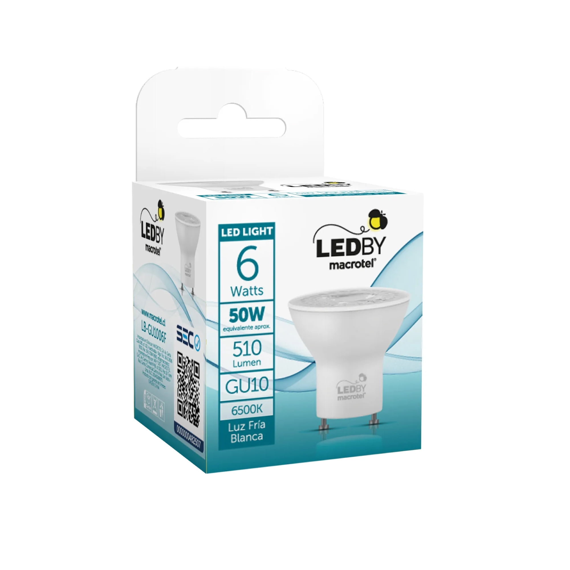 Ampolleta Led Gu10 Luz Fría 6500k 6w - Macrotel