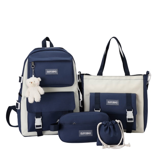 Fengdong 5pcs/set teenage school bags for girls pencil bag handbag bookbag shoulder bag set children cute school backpack gift