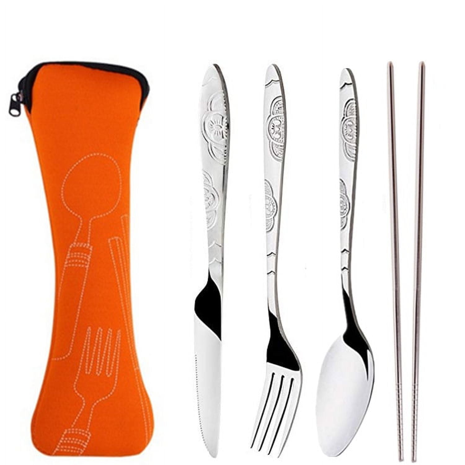 Xmhytop Juego De 4 Piezas Cubiertos De Cocina De Naranja Con Bolsa De Almacenamiento, Acero Inoxidable, Moderno Y Funcional,estilo A