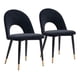 thumbnail image 2 of Silla de comedor Zuo Menlo de tela de terciopelo negro con pata de acero, 2 of 9