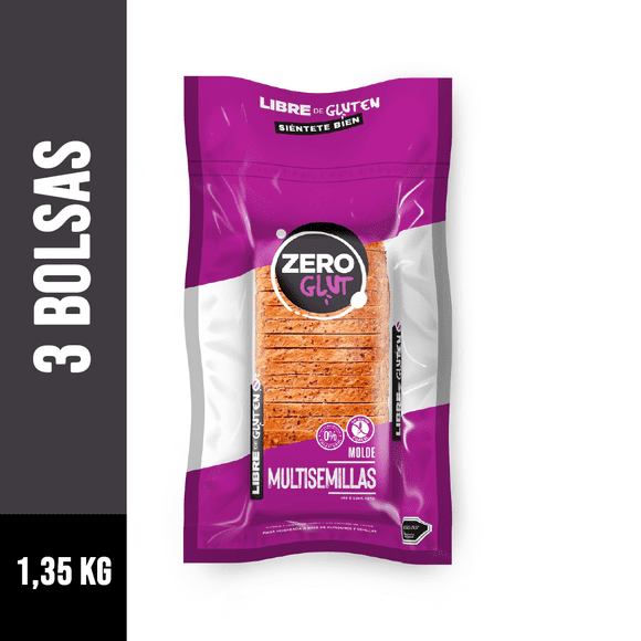 PACK 3X MOLDE MULTISEMILLAS SIN GLUTEN ZEROGLUT 450G