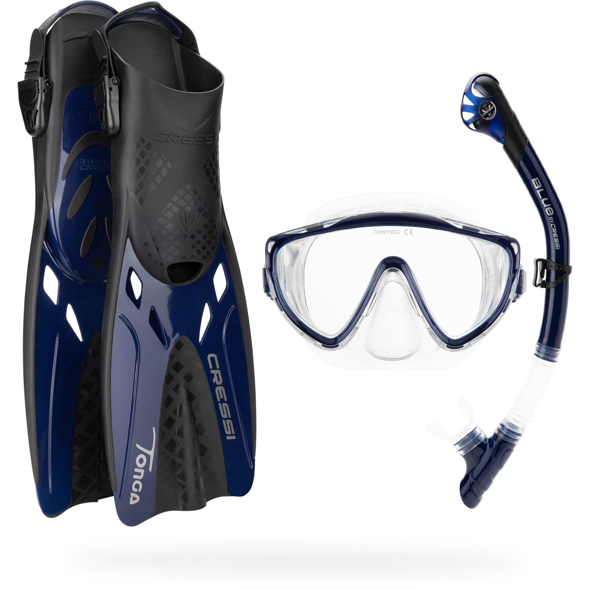 Set De Esnórquel Cressi Adventure Transparente/azul Marino, Talla L/xl