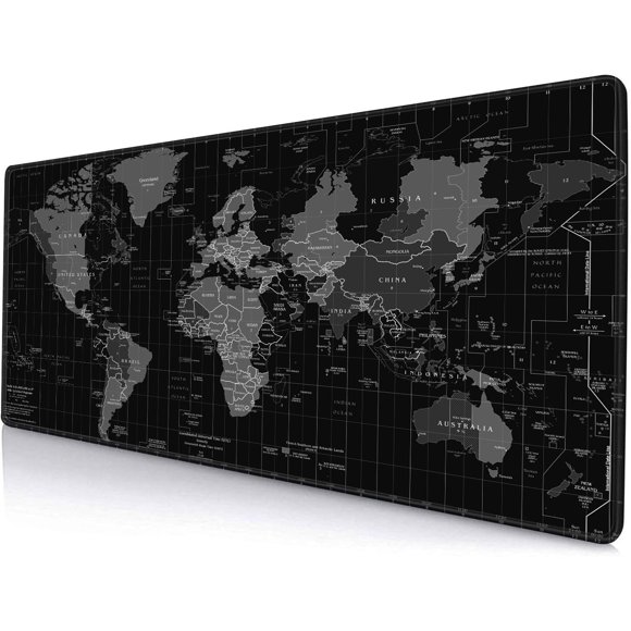 Alfombrilla para Ratón SANWUMIAN 80x30 cm Negra con Mapa del Mundo