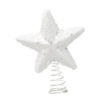 Magideal - Adorno De Estrella Para La Copa Del Árbol De Navidad, Adorno Para La Copa Del Árbol Con Purpurina, Para Porche, Salón De Baile, Decoración Navideña, A Blanco