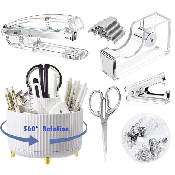 Set de organizadores de escritorio Gawsey color plata con portalápices giratorio