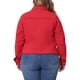 thumbnail image 5 of Chaquetas de Mezclilla Lavadas con Bolsillos y Cuello Vuelto de Manga Larga para Mujer de Talla Grande de Agnes Orinda para Escuela y Universidad 1X Rojo, 5 of 8