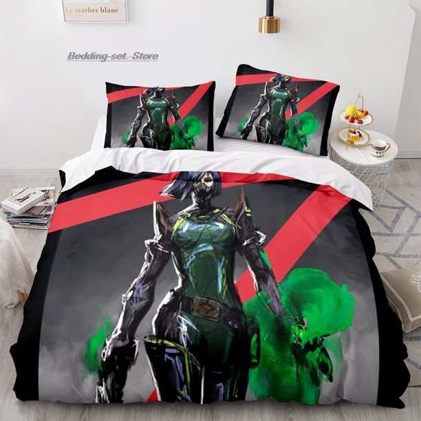 Gaming Valorant Bedding Set Bed Set Aldult Kid Bedroom Duvetcover Sets 3