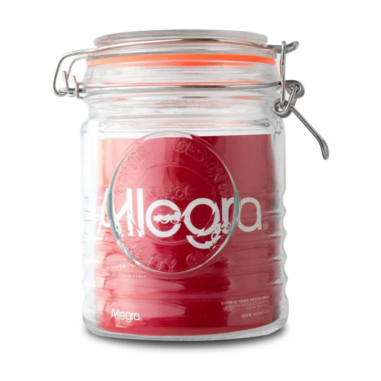 Frasco Vidrio Allegra Tapa Hermética 750ml Transparente Contenedor