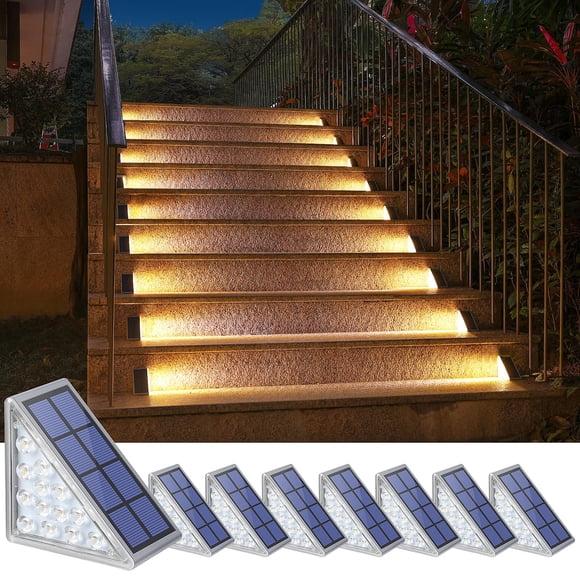 Luces solares NIORSUN para exteriores, blanco cálido, paquete de 8 unidades, IP67