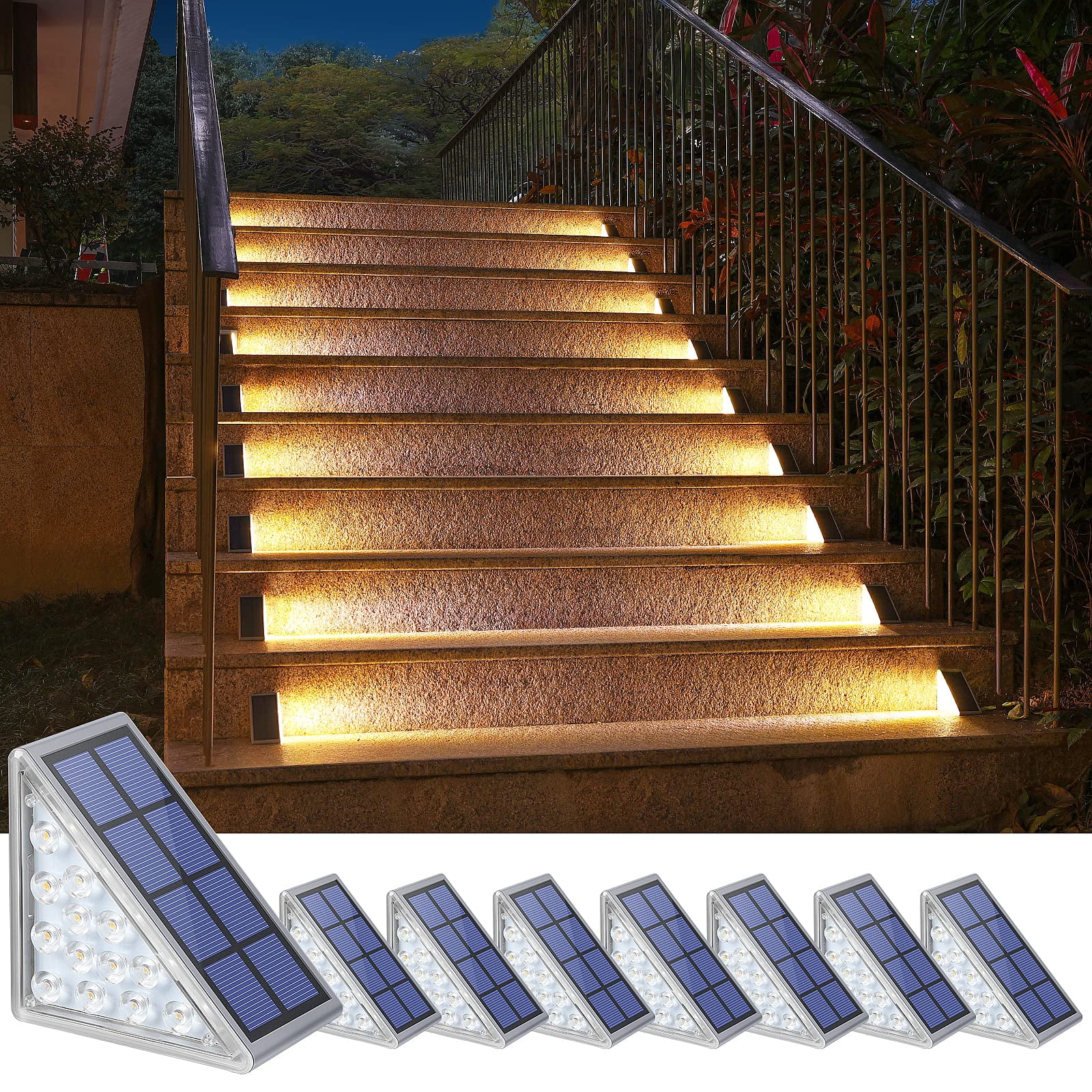 Luces Solares Niorsun Para Exteriores, Blanco Cálido, Paquete De 8 Unidades, Ip67