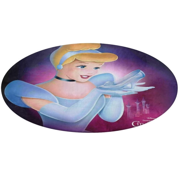 Cenicienta: Princesa Alfombra Redonda de Felpa Coral, Antideslizante, No Desprende Pelusas, Lavable y Duradera para Salón, Dormitorio y Habitación de Niños 60cm