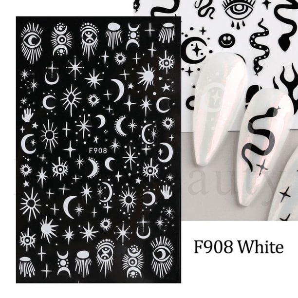 Evil Eye Snake Heart Nail Art Stickers, 3D Self Adhesive Flame Cute Animal Nail Art Decals Nail Decoration Accessories For Nail Art DIY