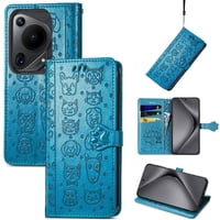 Funda Cartera Foxdock Para Huawei Pura 70 Ultra , Flip Pu Con Relieve De Gatos Y Perros, Tarjetero Y Soporte