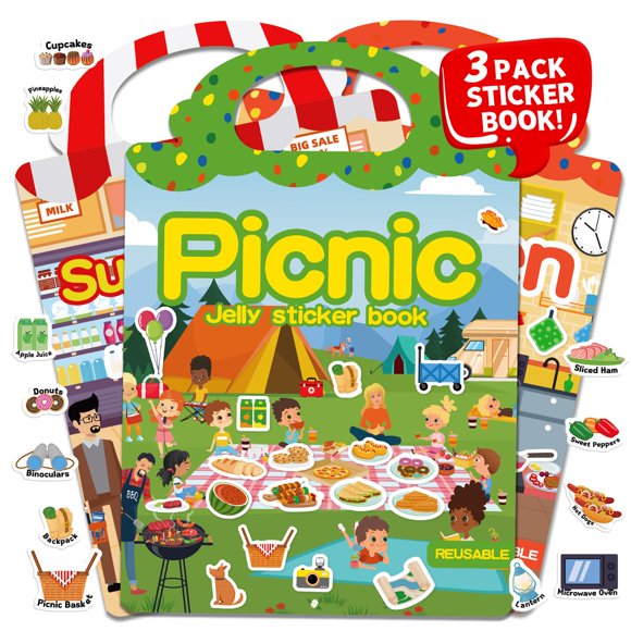 Libro de pegatinas CREATIVETREES 3 juegos reutilizables tipo gel