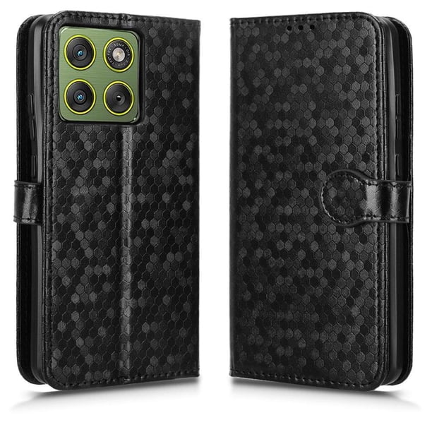 Funda Cartera Lunares Motorola Edge 70 con Tarjetero, Correa y Soporte Negro