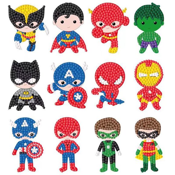 Kits de Arte con Diamantes FLYSONG 12 piezas Héroes de Dibujos Animados 5D Hazlo tú mismo