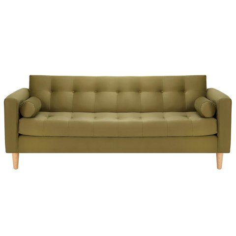 Bodevir - Sofa Retro 3Cg Felpa 05 Verde Musgo