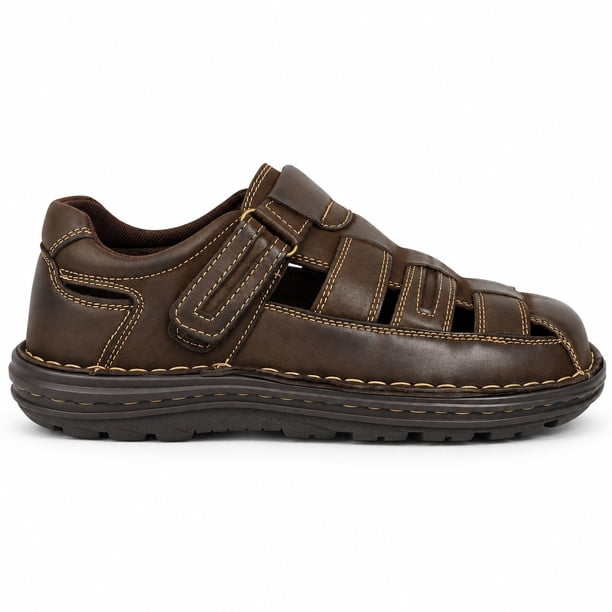 Sandalia De Cuero Hombre Ajuste Velcro D10