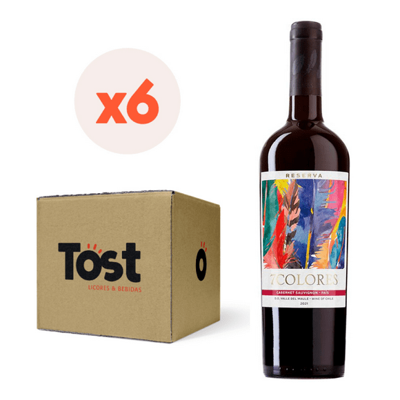6x Vino 7 Colores Reserva Carmenere-Cinsault 13° 750cc