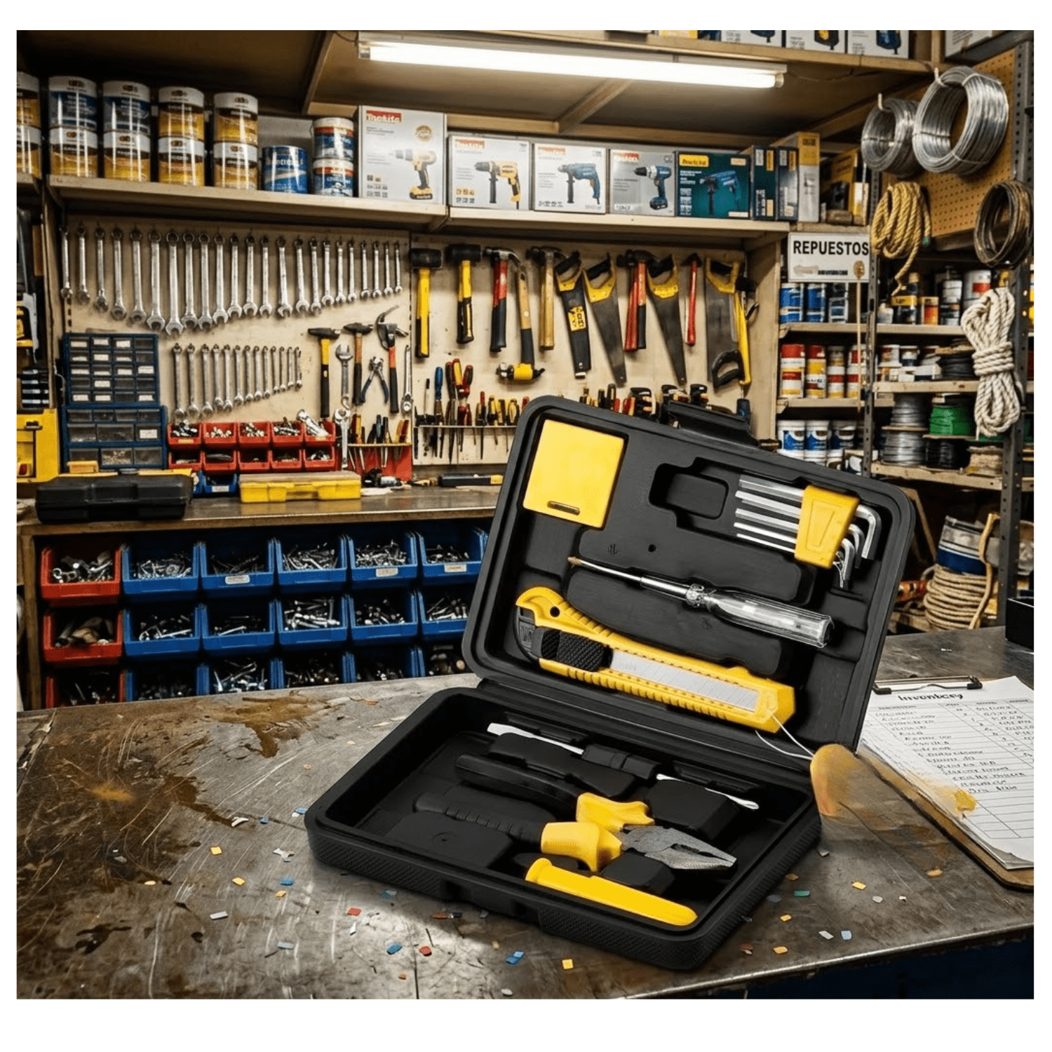 Genérico - Set Kit De Herramientas Manuales | Maletín 11 Piezas Esenciales | Incluye Alicate, Destornilladores, Cartonero Y Llaves Allen | Ideal Hogar Y Emergencias