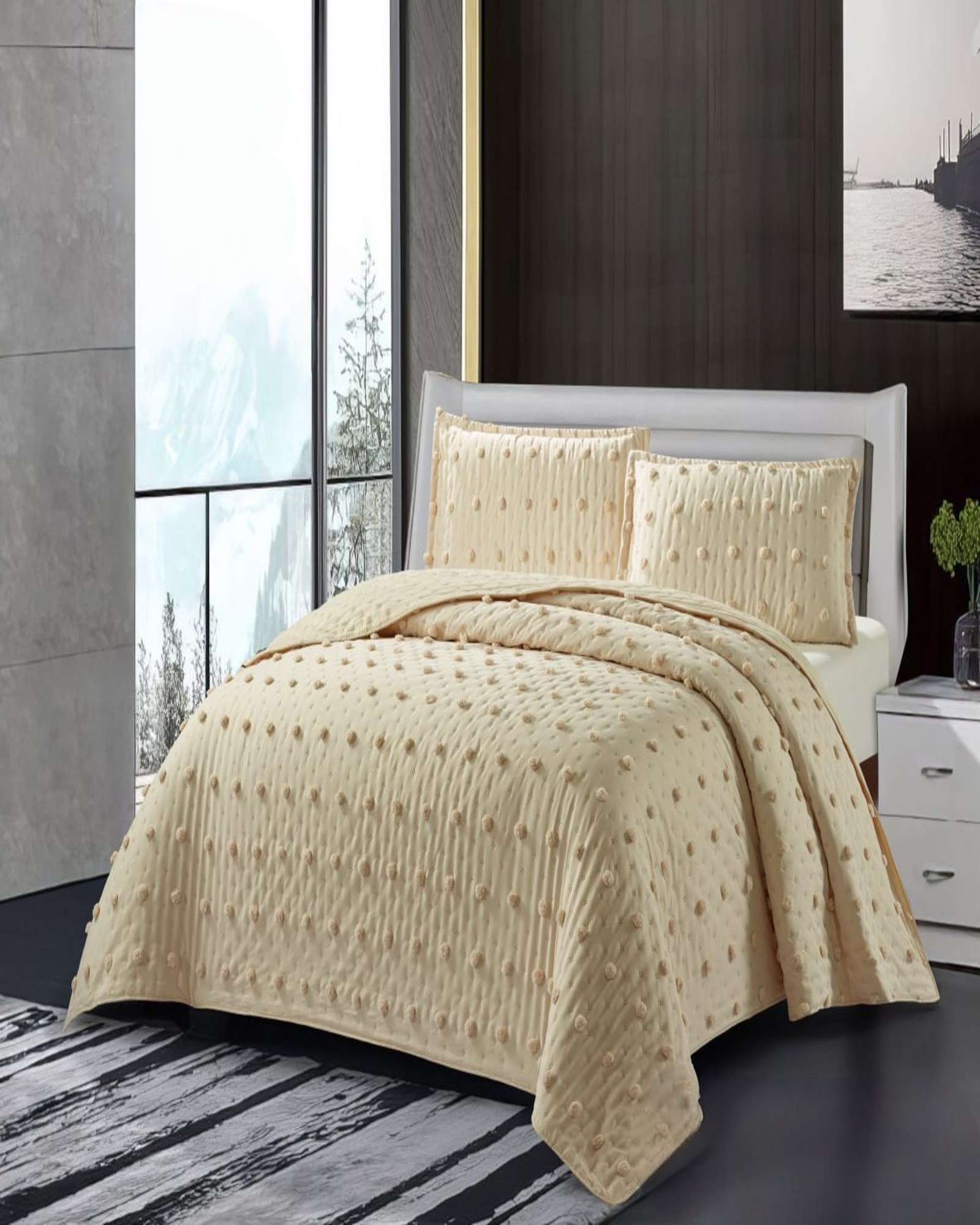 Tengfei - Cobertor Colcha Quilt Tufting De Lujo Suave 2 Plazas