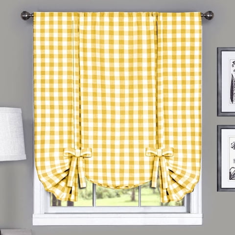 Cortina De Ventana Achim Buffalo Check Tieup, 107 X 160 Cm, Color Amarillo A Cuadros