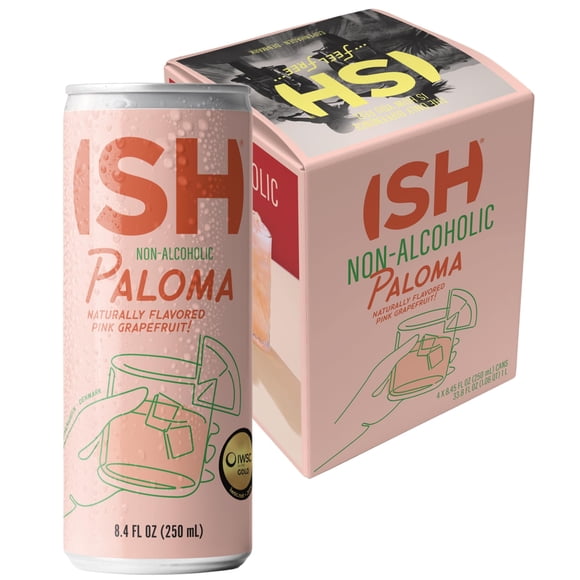Cóctel en lata ISH Paloma sin alcohol, paquete de 4