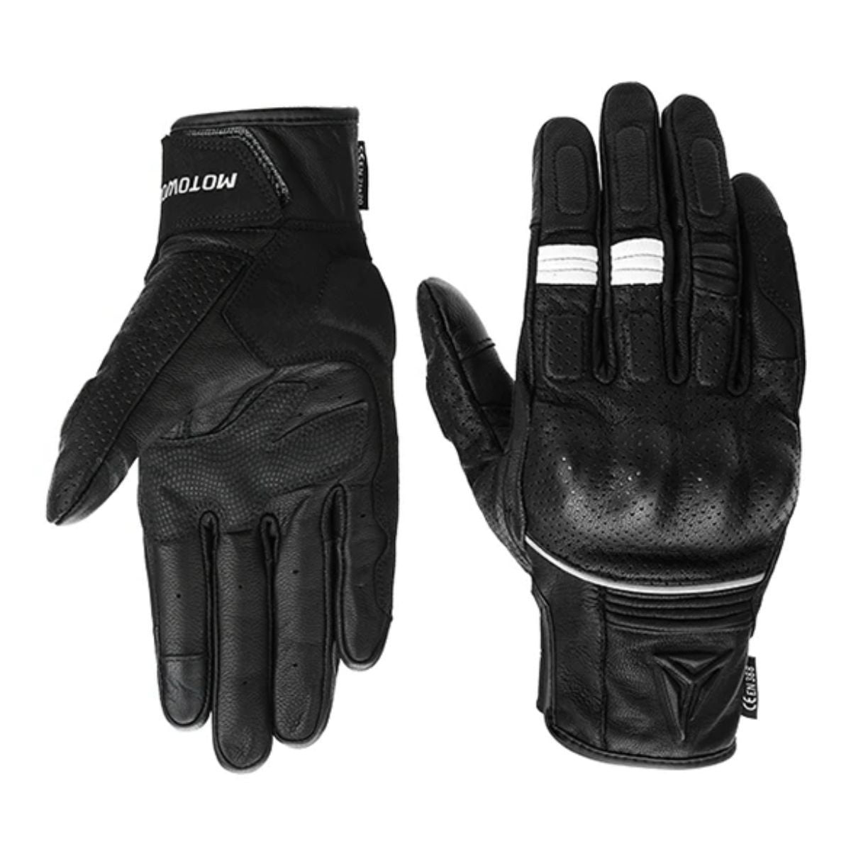 Guantes Para Motociclismo De Cuero Perforado Motowolf Mdl0329