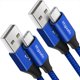 thumbnail image 1 of Cable de carga con conectores USB-A a USB-C de 3 pies, 2 unidades, azul, 1 of 7
